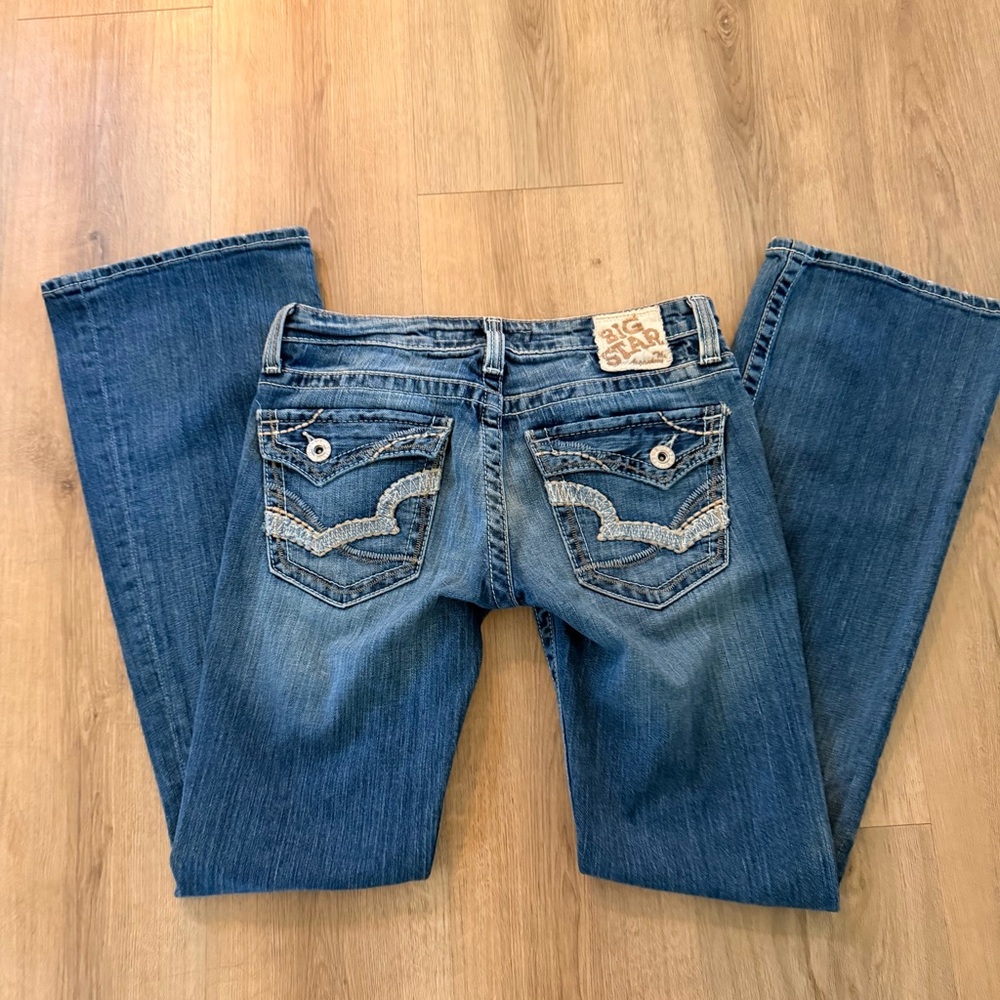 1206 Big Star sweet ultra low rise flare jeans 26R (28x30.5) western rodeo - Picture 4 of 13